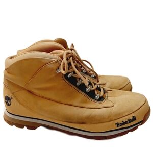 TIMBERLAND Light Brown / Tan Leather Combo Lace-Up Comfy Boots Men's Sz 11.5